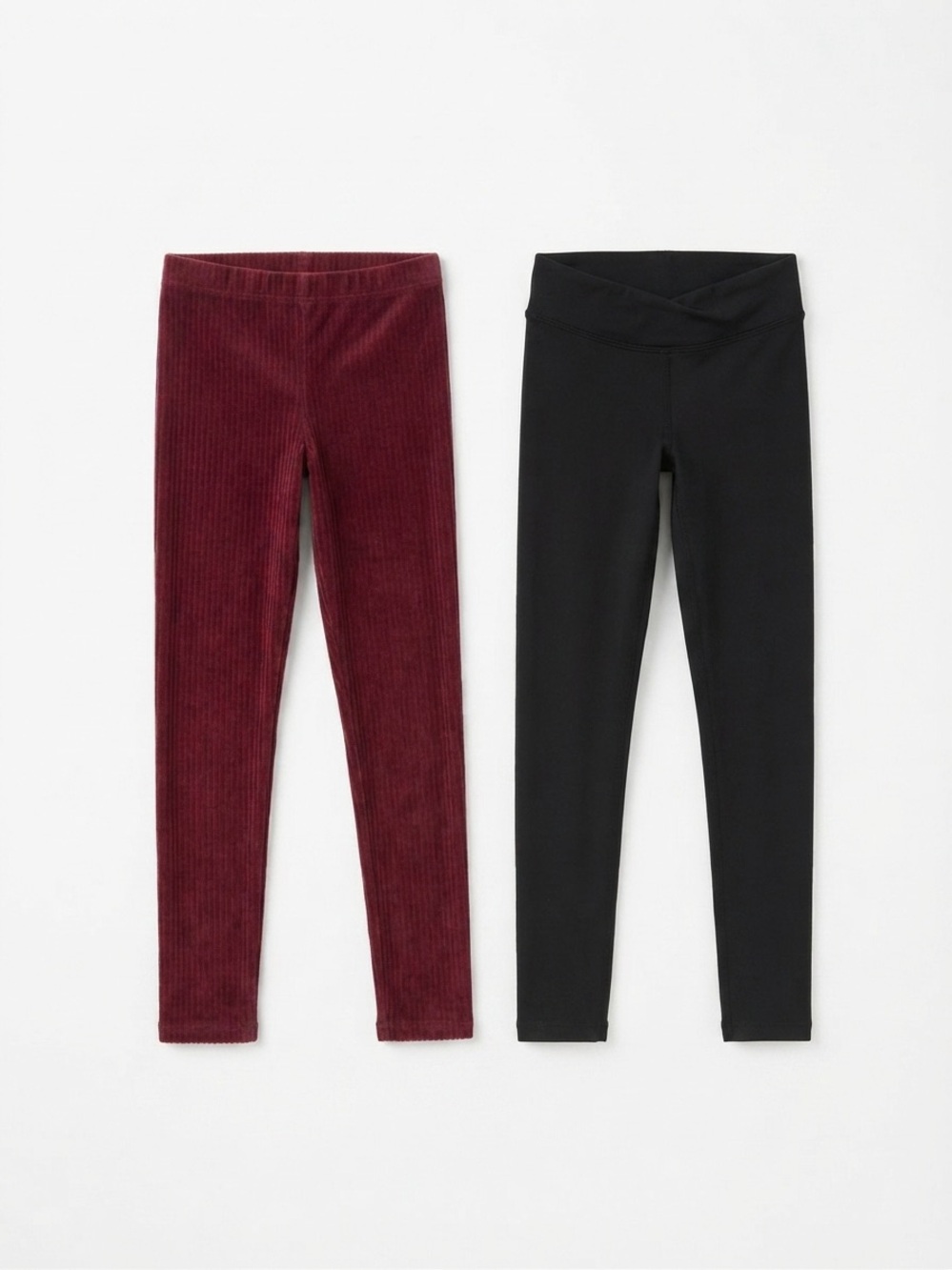 Girls Lot x 2 Leggings - Burgundy and Black Size 7/8